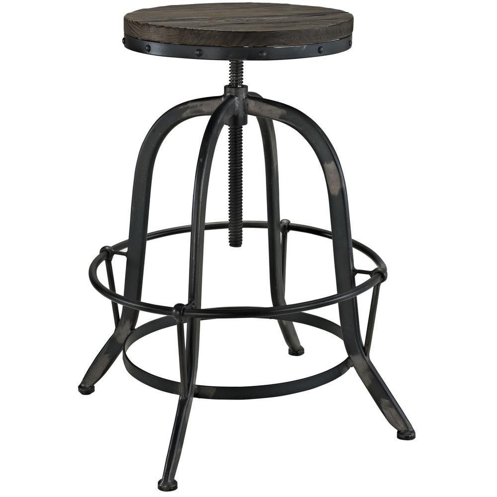 Modway Collect Wood Top Bar Stool in Black