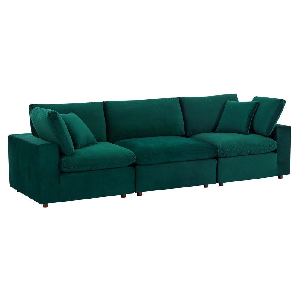 Modway Commix Down Filled Overstuffed Performance Velvet 3-Seater Sofa