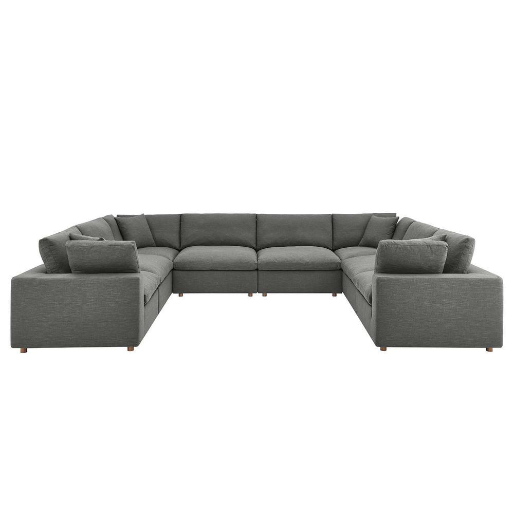 Gray 8-Piece Cotton Blend Sectional Sofa with Down Fill Cushions