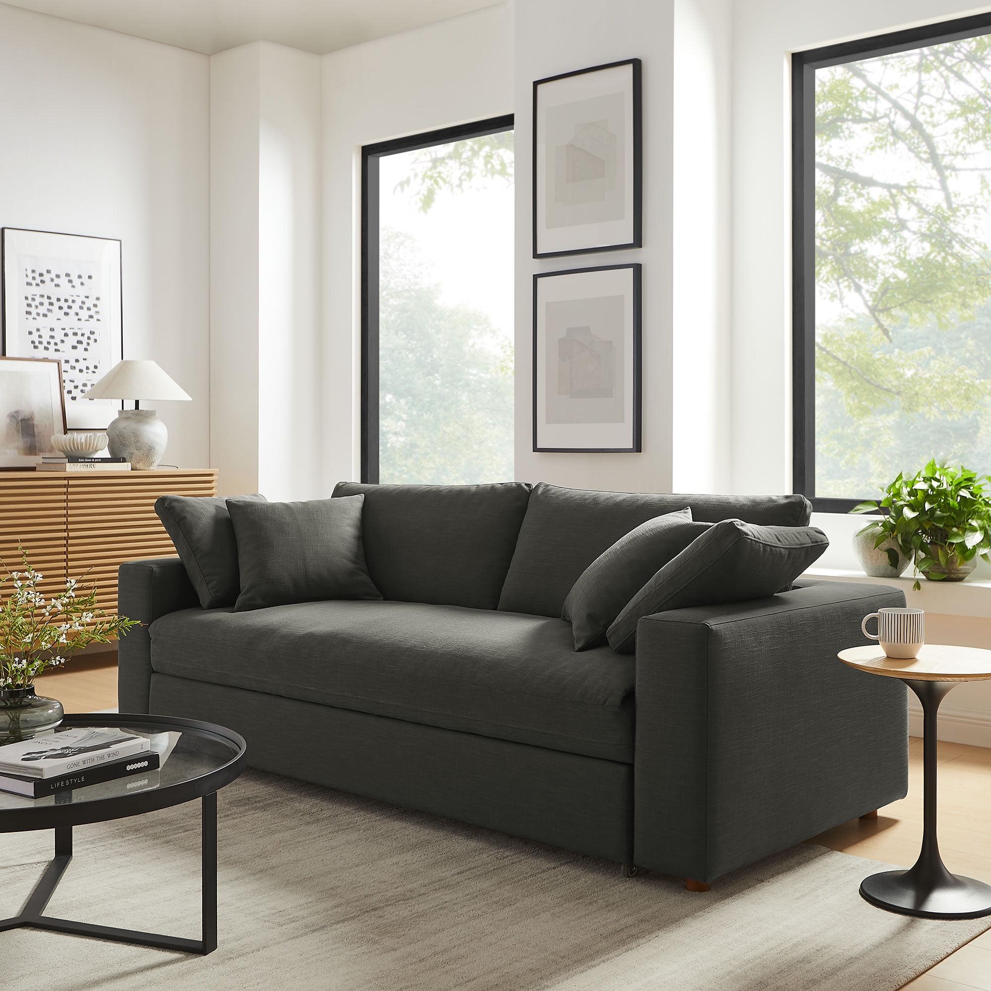 Modway Commix Down Filled Overstuffed Sleeper Sofa In Pure White