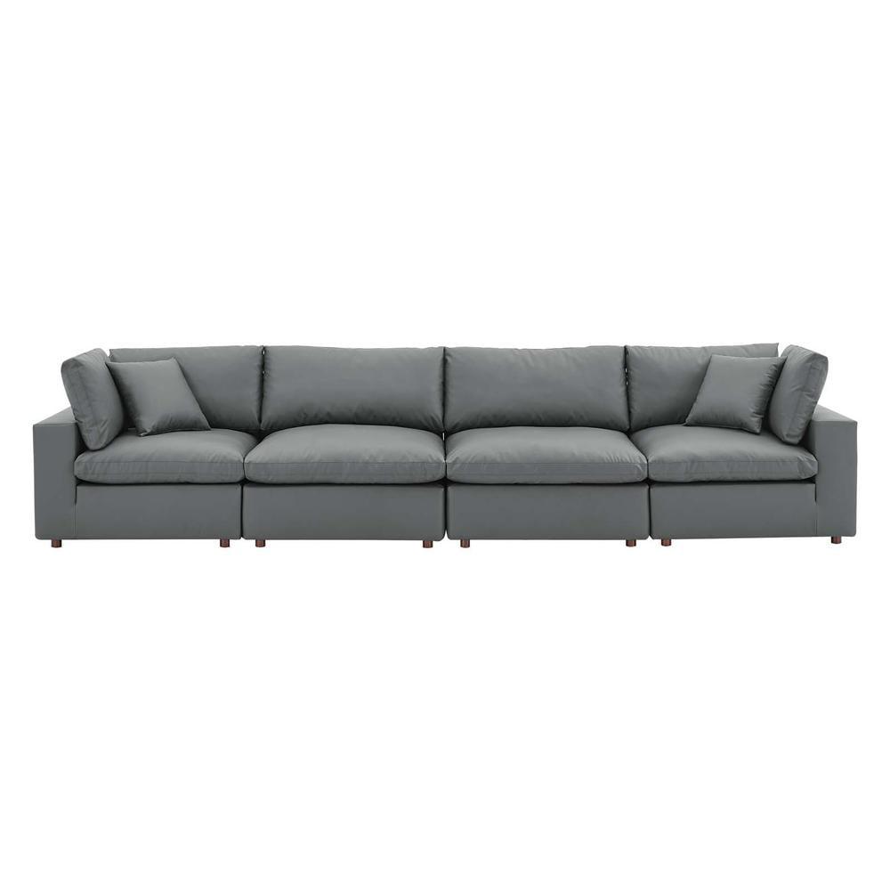 Modway Commix Down Filled Overstuffed Vegan Leather 4-Seater Sofa