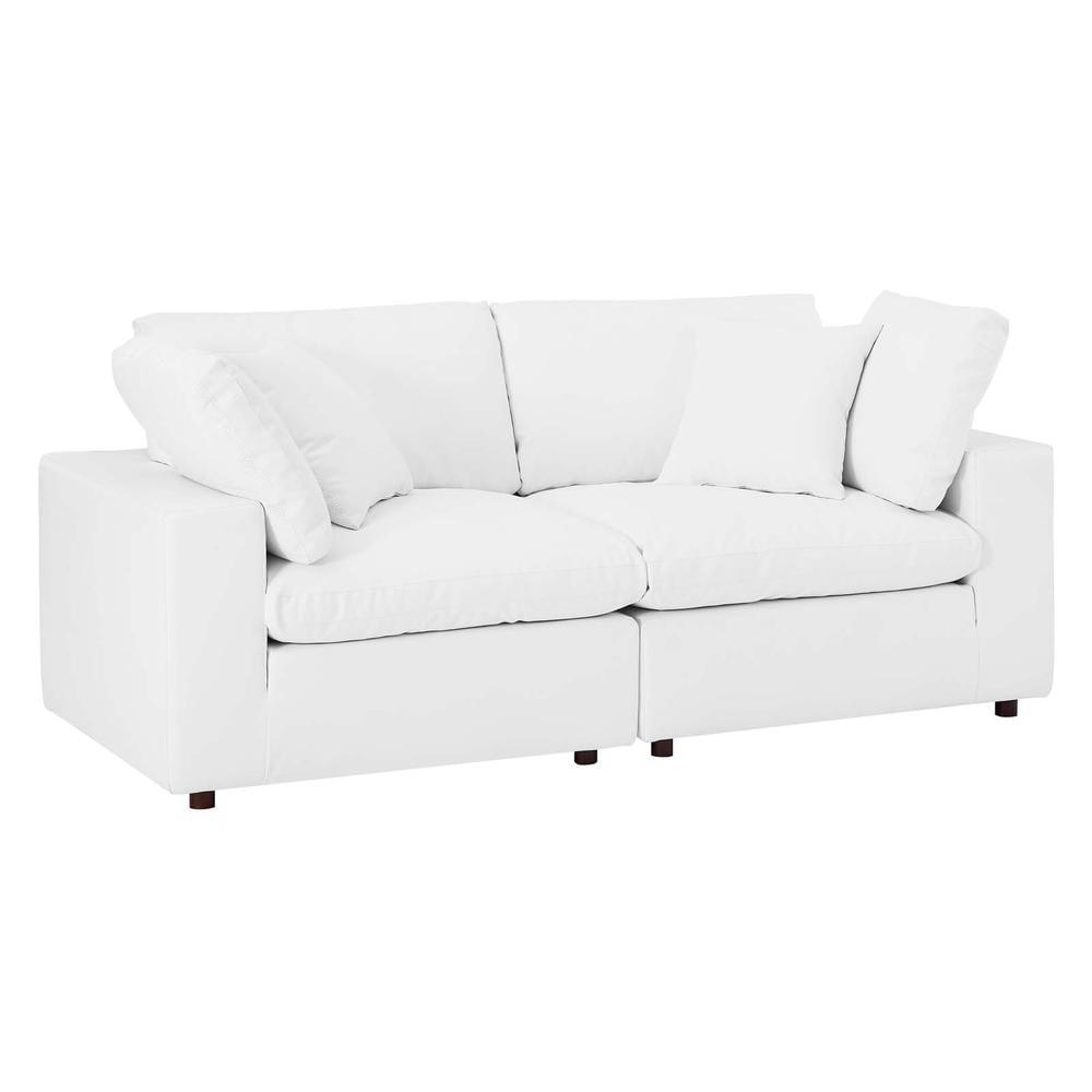 Modway Commix Down Filled Overstuffed Vegan Leather, Loveseat