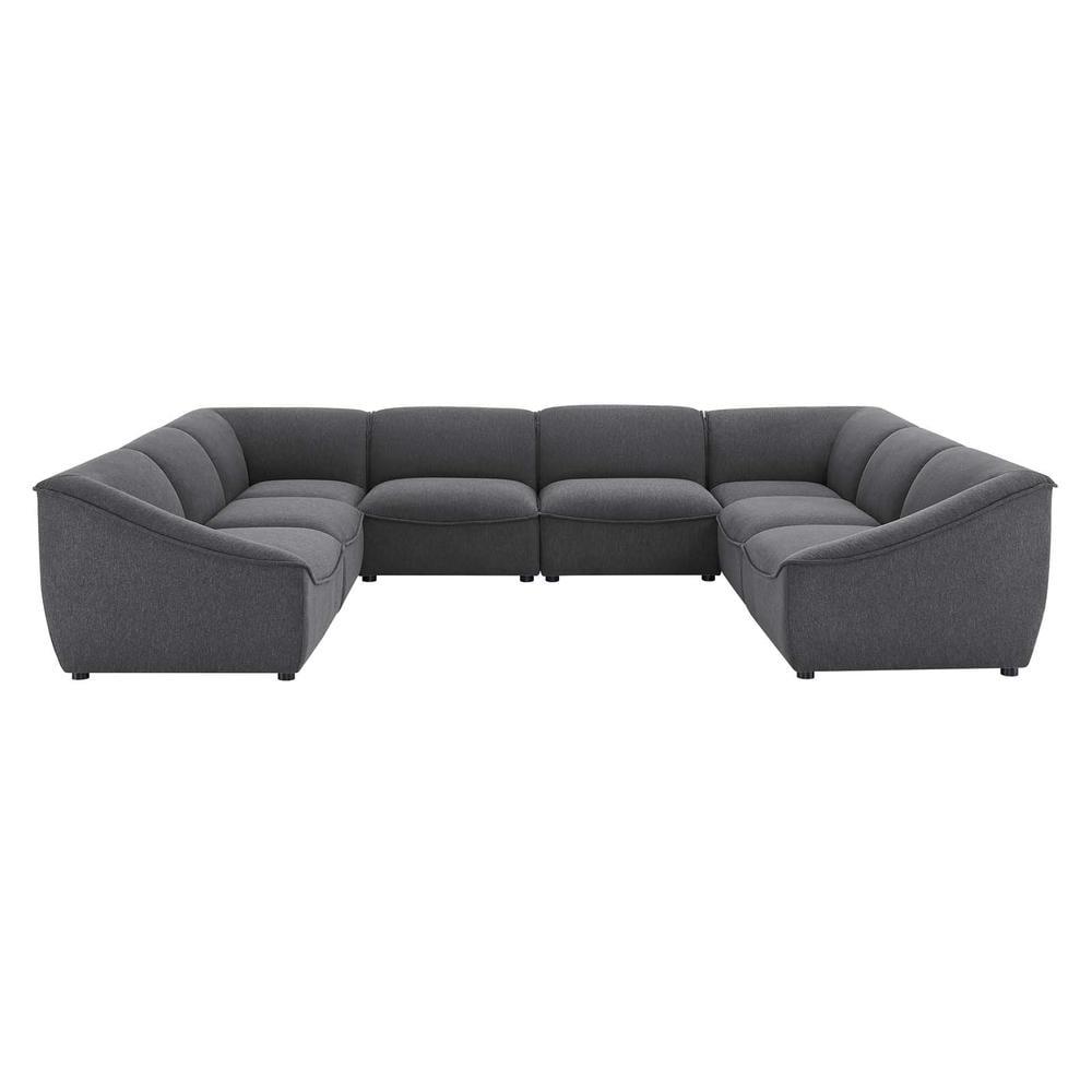 Charcoal Velvet 8-Piece Sectional Sofa with Wood Frame