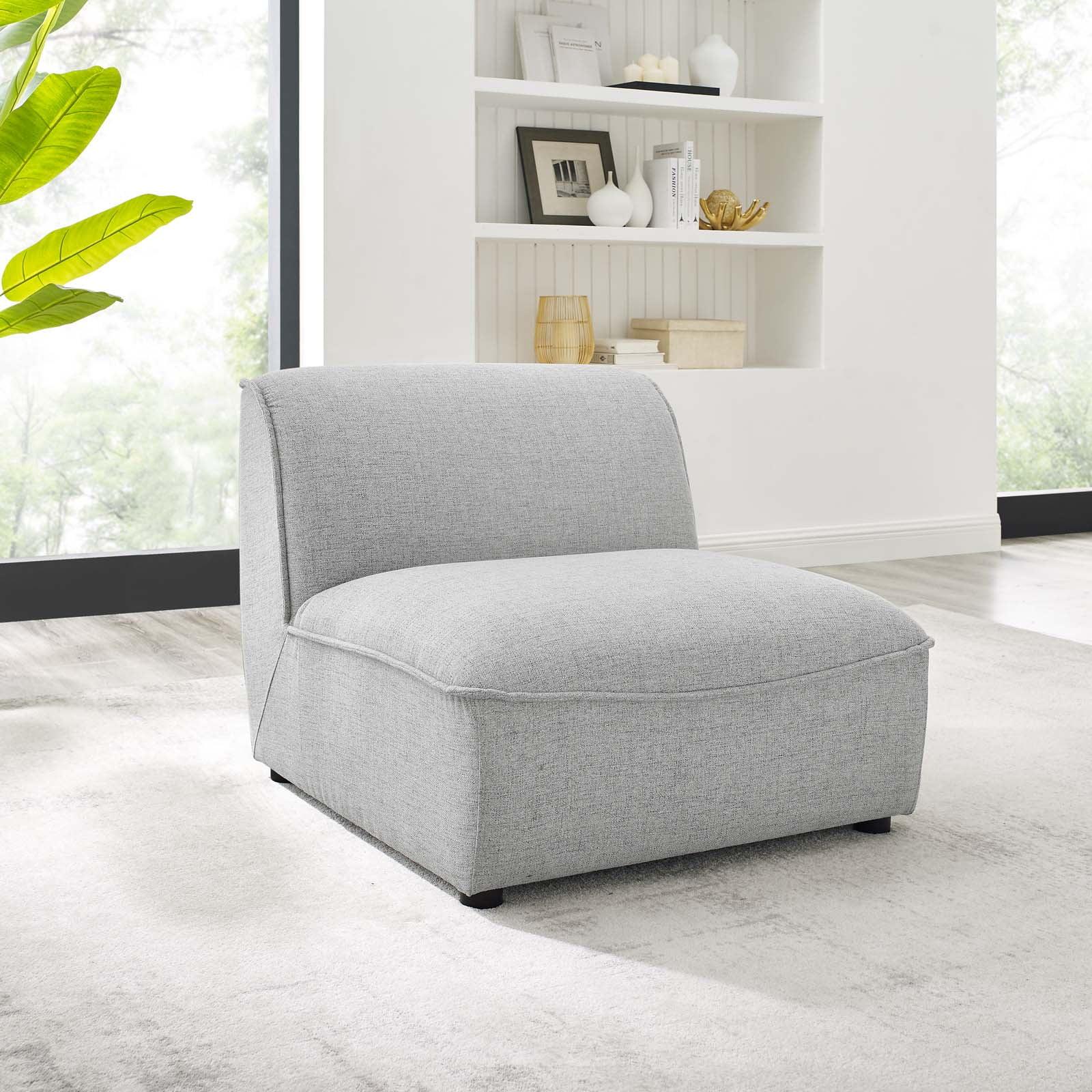 Comprise Light Gray Velvet Armless Lounge Chair