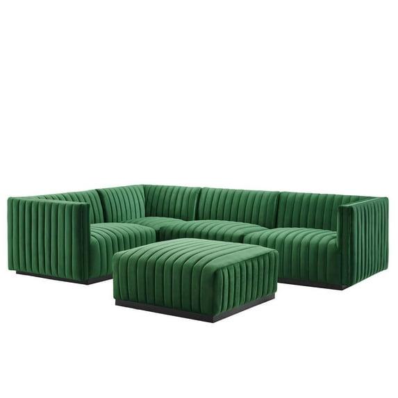 ESTETICA FURNITURE Modway Conjure Channel Tufted Performance Velvet 5-Piece Sectional