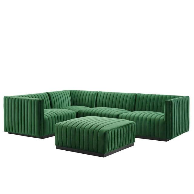 ESTETICA FURNITURE Modway Conjure Channel Tufted Performance Velvet 5-Piece Sectional