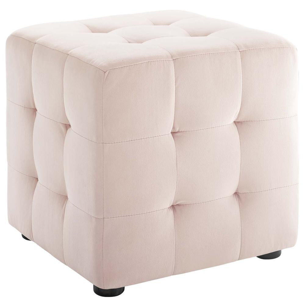 Contour Cube Velvet Ottoman Pink