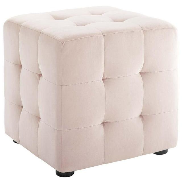 Contour Cube Velvet Ottoman Pink