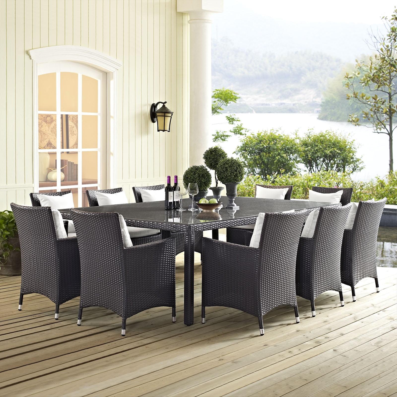 Convene 90" Espresso Wicker Outdoor Dining Table