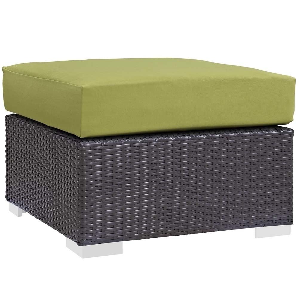Modway Convene Outdoor Patio Fabric Square Ottoman in Espresso Peridot
