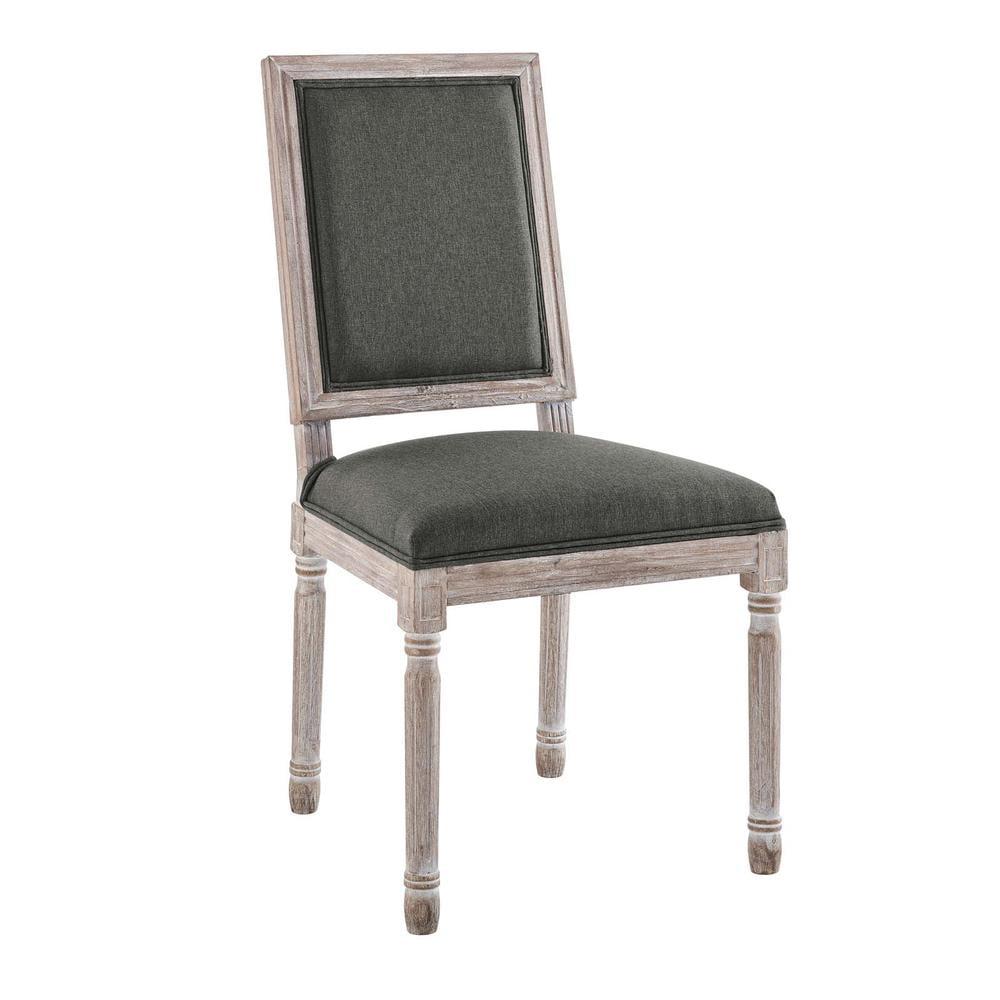 Natural Gray Vintage French Inspired Upholstered Leather Side Chair