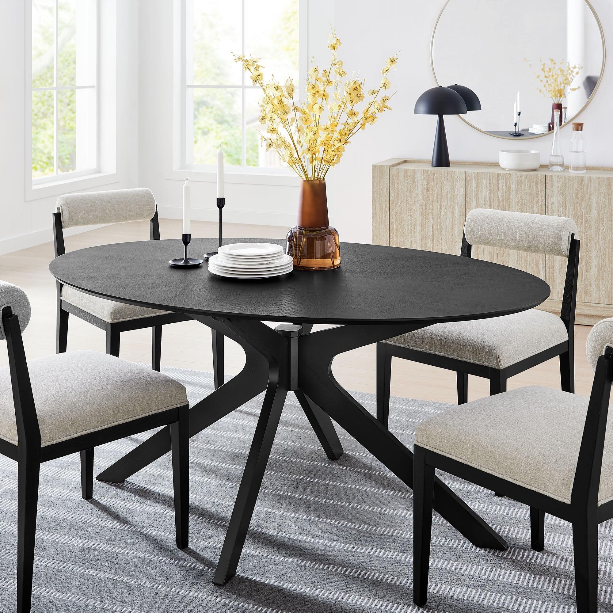 Modway Crossroads Oval Wood Dining Table In Black