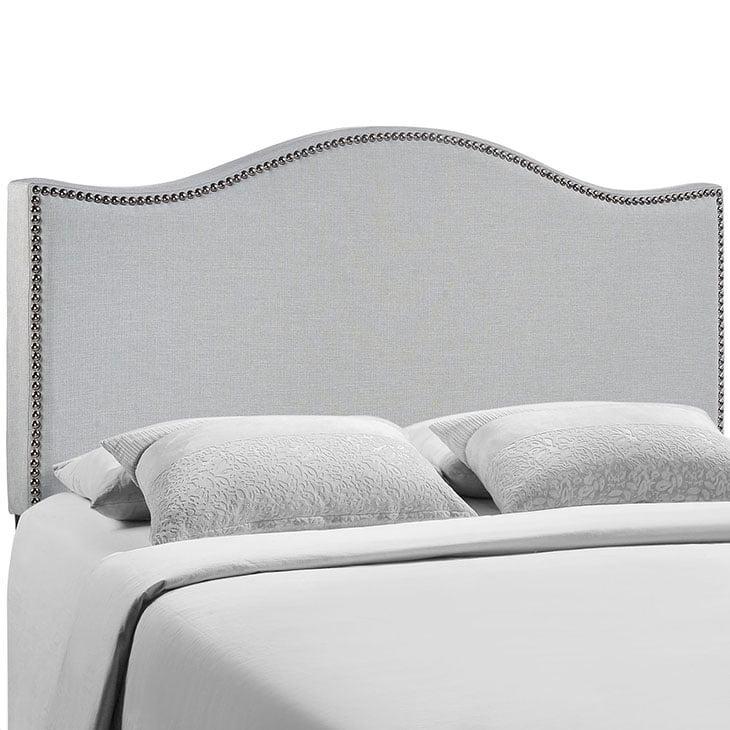 Modway Curl Queen Nailhead Upholstered Headboard in Sky Gray