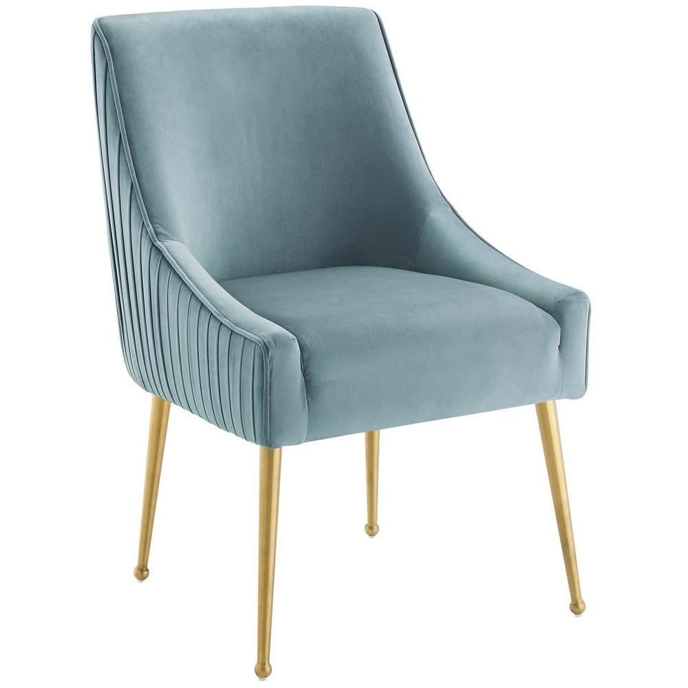 Modway Discern Pleated Back Upholstered Performance Velvet Dining Chair - Light Blue