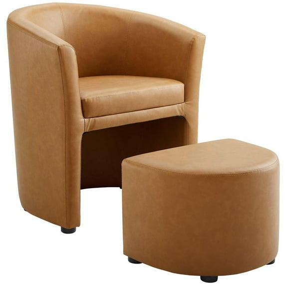 Modway Divulge Modern Leatherette Armchair and Ottoman