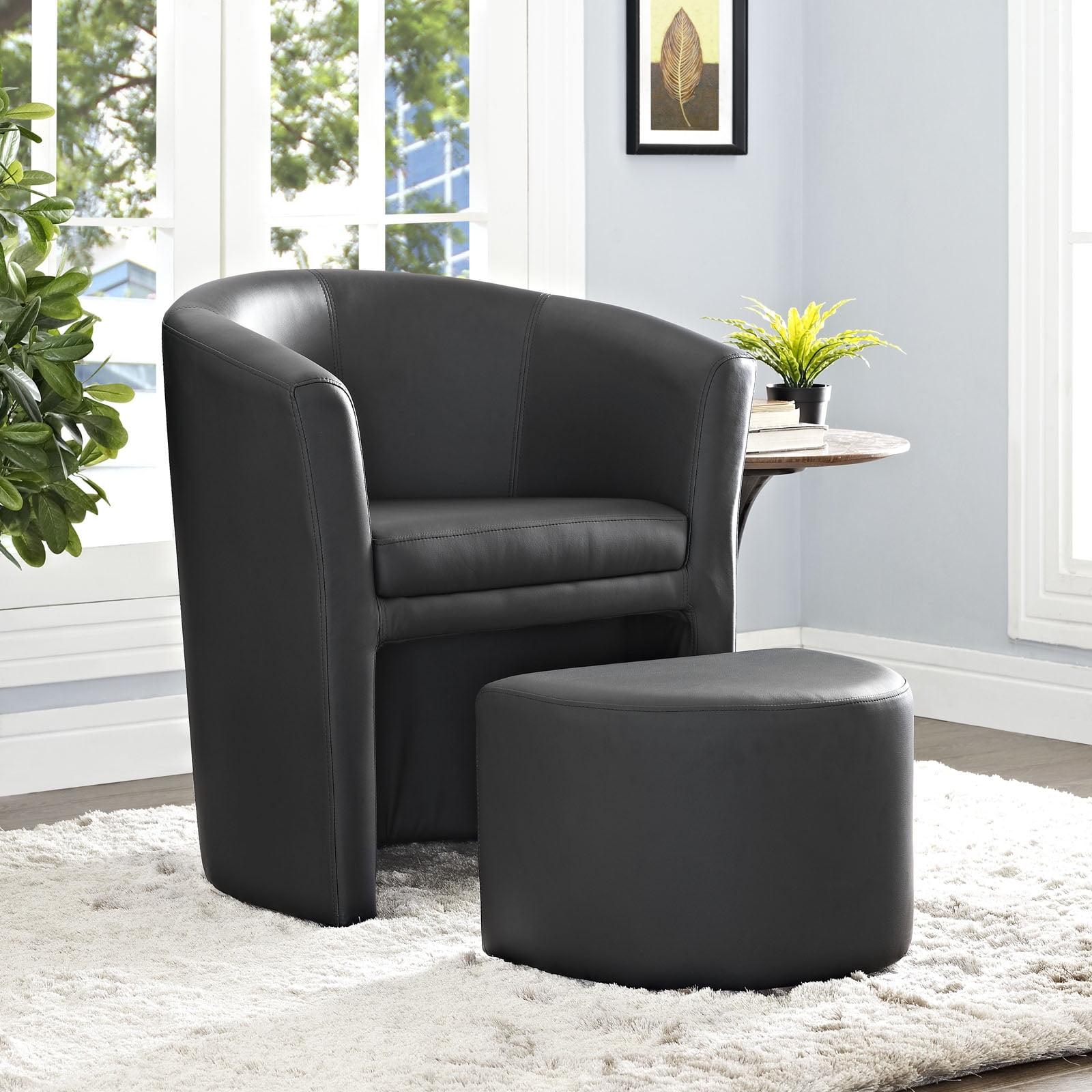 Modway Divulge Modern Leatherette Armchair and Ottoman