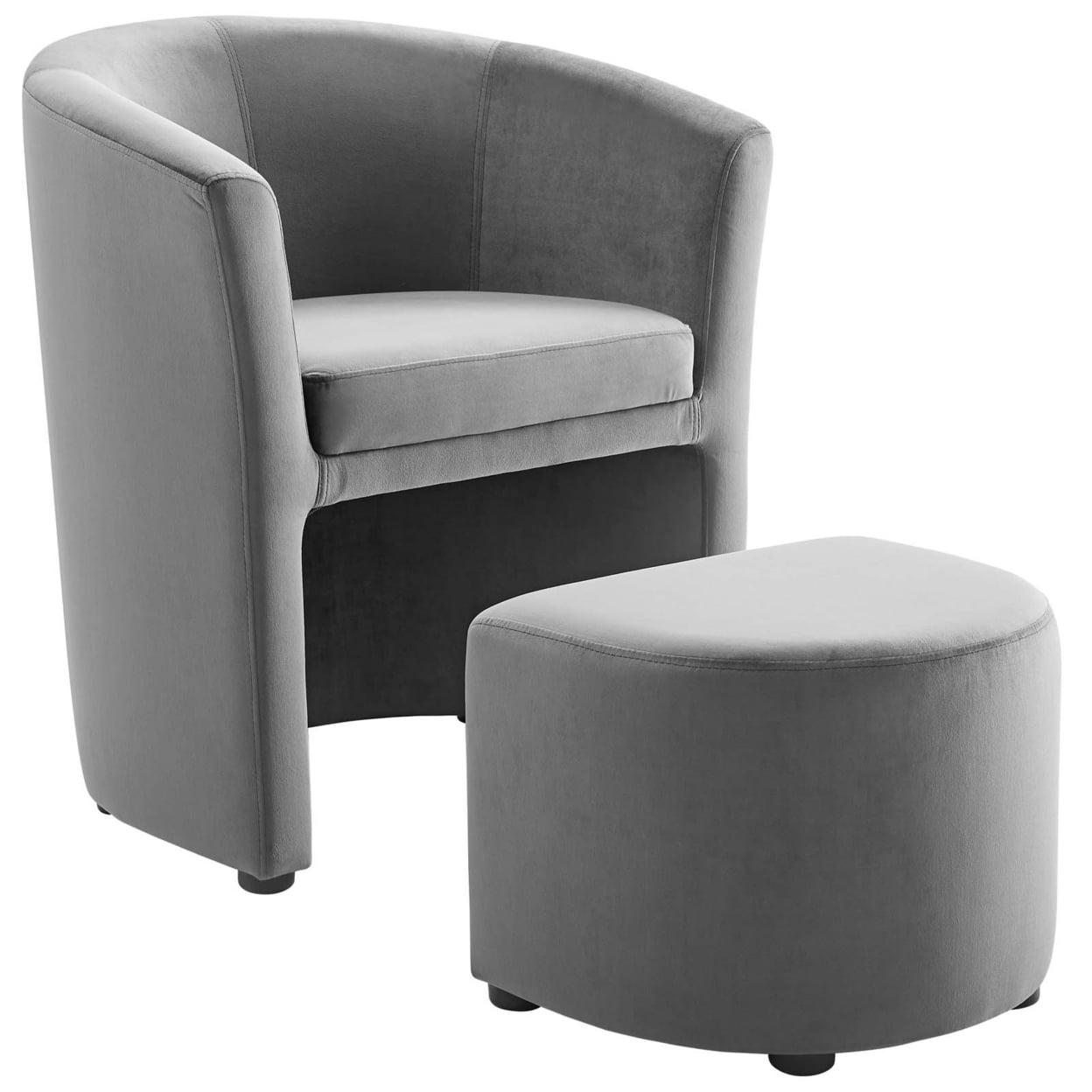 Divulge Performance Velvet Arm Chair and Ottoman Set by Modway