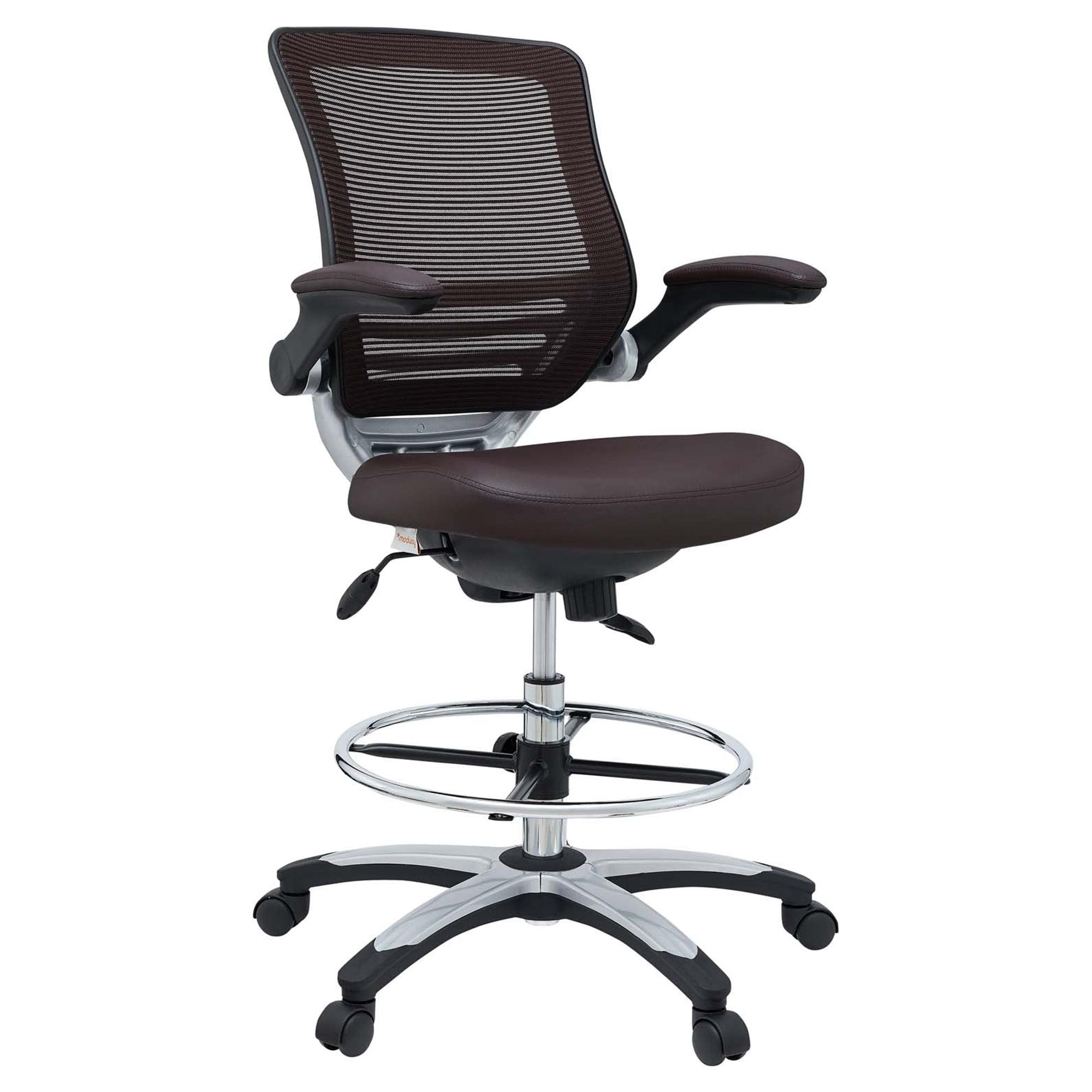 Brown Mesh and Vinyl Adjustable Drafting Chair