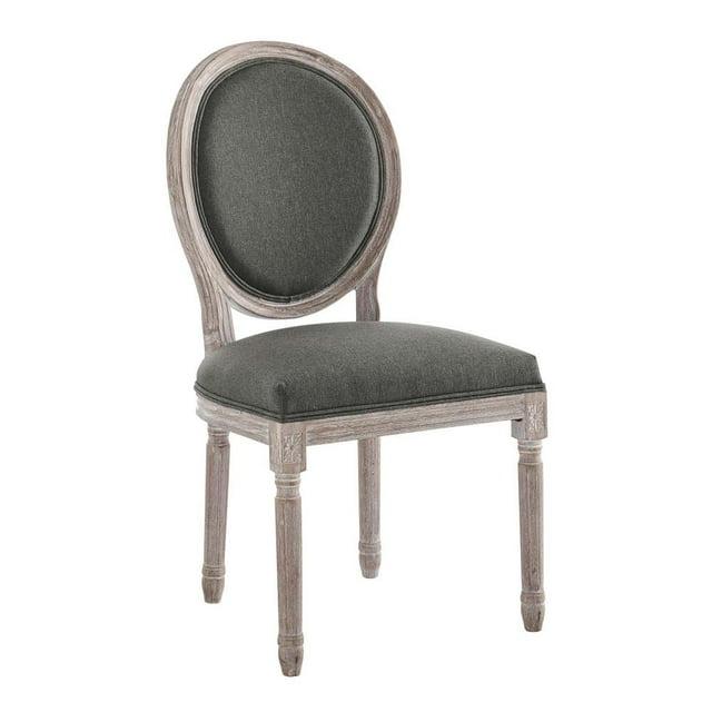 Modway Emanate 19.5" Fabric Dining Side Chair with Oval Back in Natural/Gray