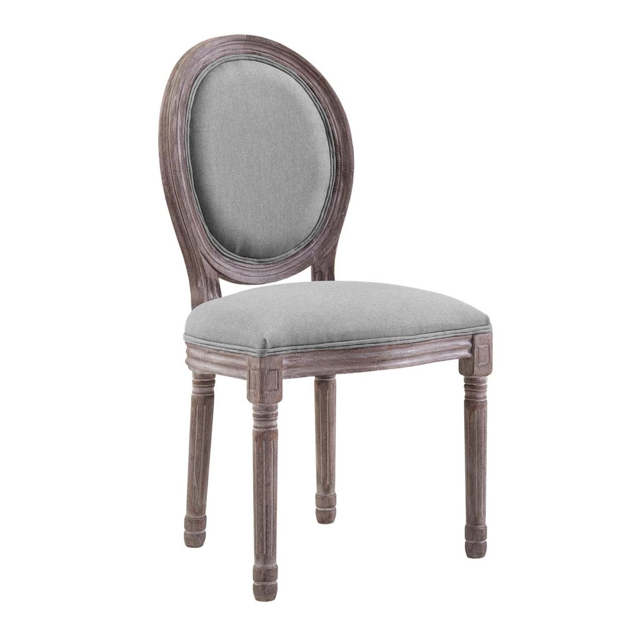 Emanate Fluted Wood Frame Light Gray Upholstered Side Chair