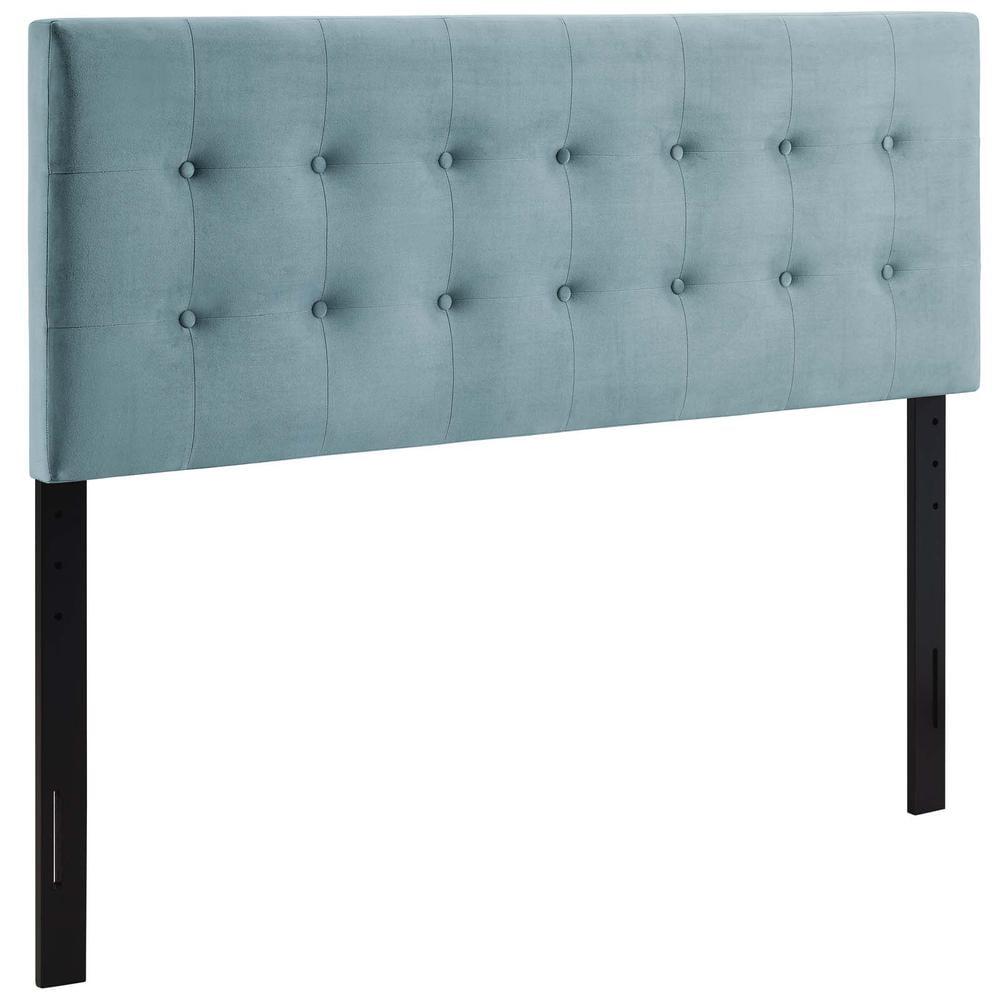 Queen Emily Biscuit Tufted Performance Velvet Headboard Light Blue - Modway: Adjustable Height, Plywood Frame