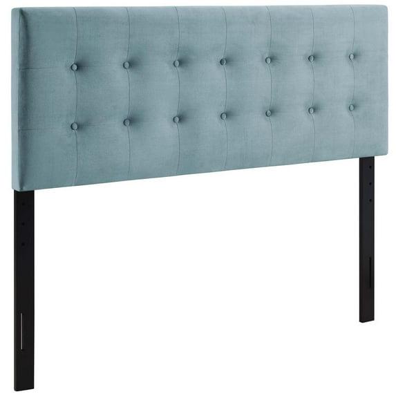 Queen Emily Biscuit Tufted Performance Velvet Headboard Light Blue - Modway: Adjustable Height, Plywood Frame