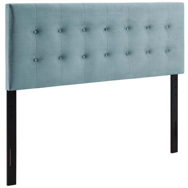 Queen Emily Biscuit Tufted Performance Velvet Headboard Light Blue - Modway: Adjustable Height, Plywood Frame