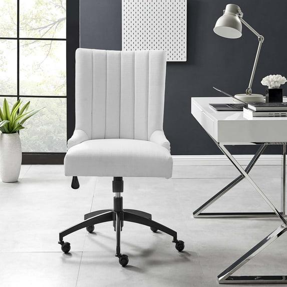 Empower Channel Tufted Fabric Office Chair Black/White - Modway: Armless, with Wheels, Adjustable Height