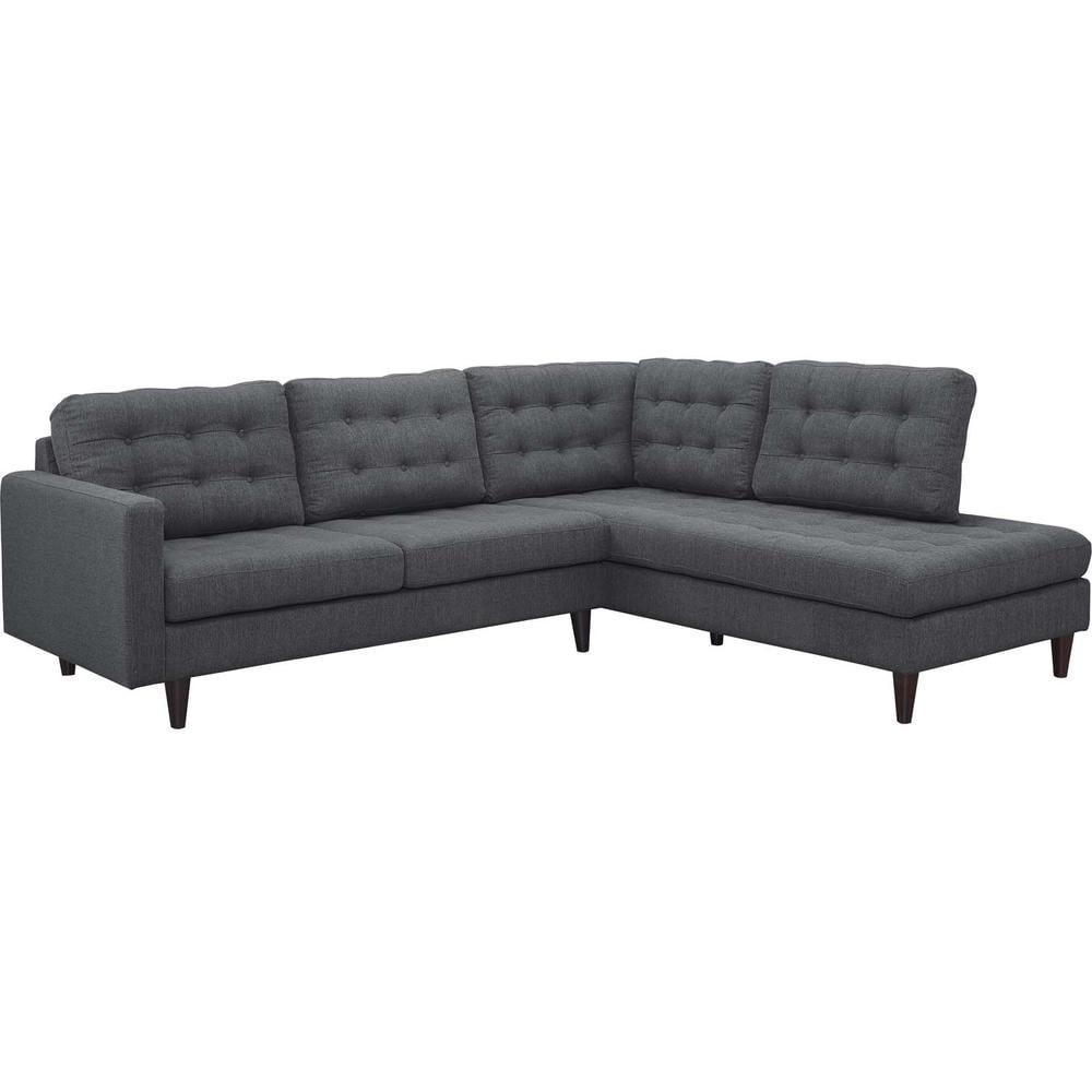 Empress Dark Gray Upholstered Fabric Right-Facing Sectional Sofa