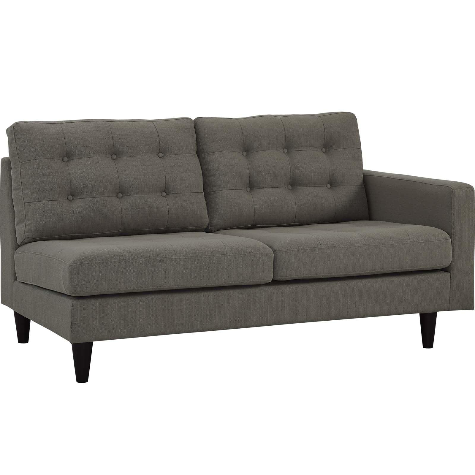 Modway Empress Right-Facing Upholstered Fabric Loveseat in Granite