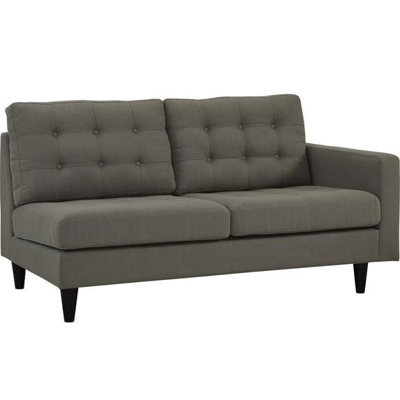 Modway Empress Right-Facing Upholstered Fabric Loveseat in Granite