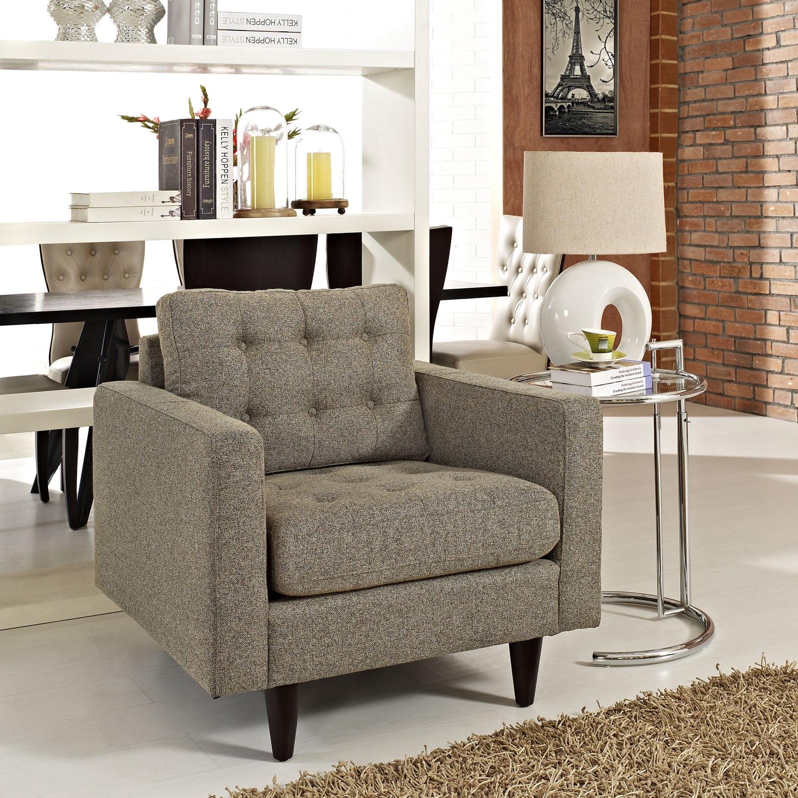 Modway Empress Upholstered Fabric Armchair in Oatmeal