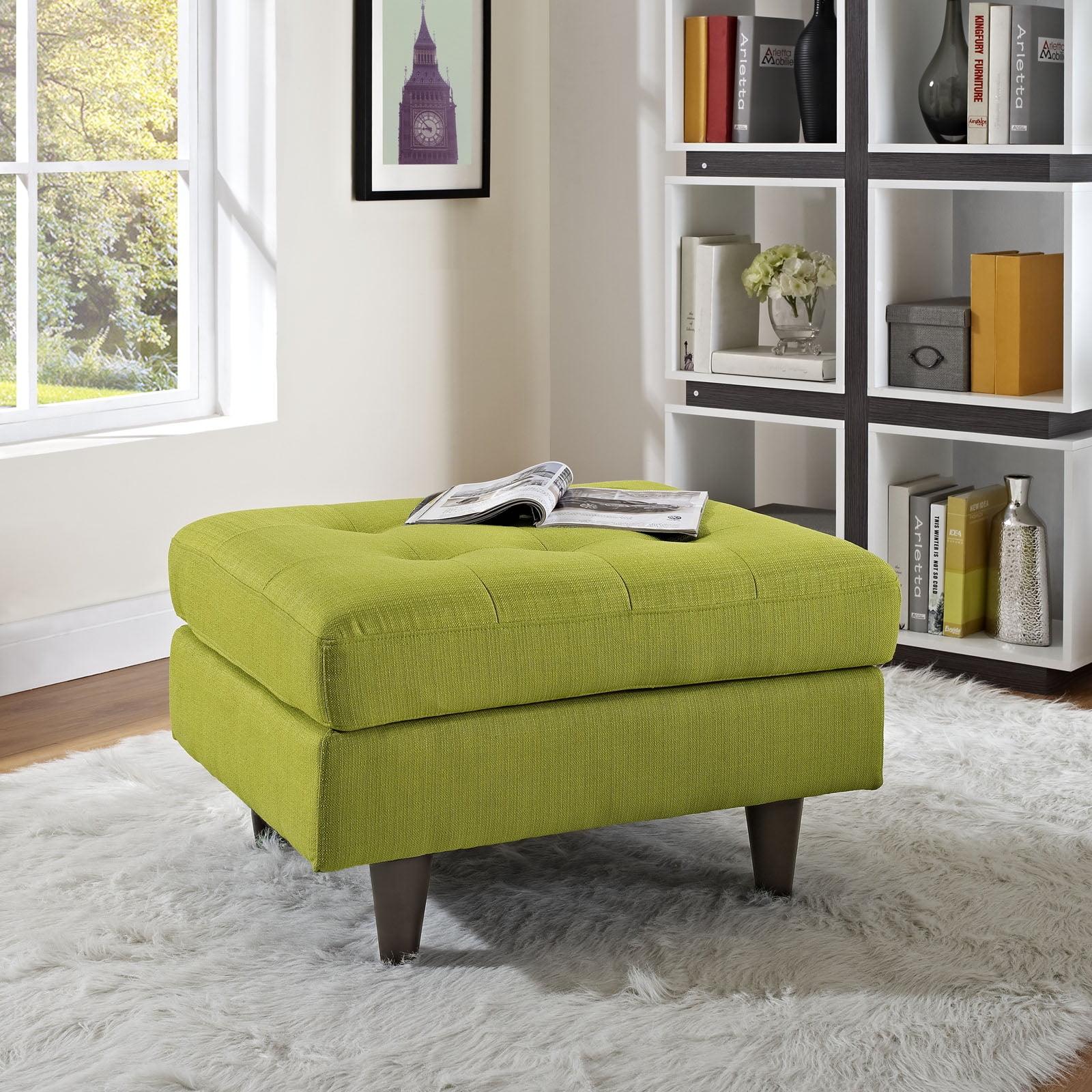 Empress Mid-Century Tufted Ottoman in Wheatgrass Beige