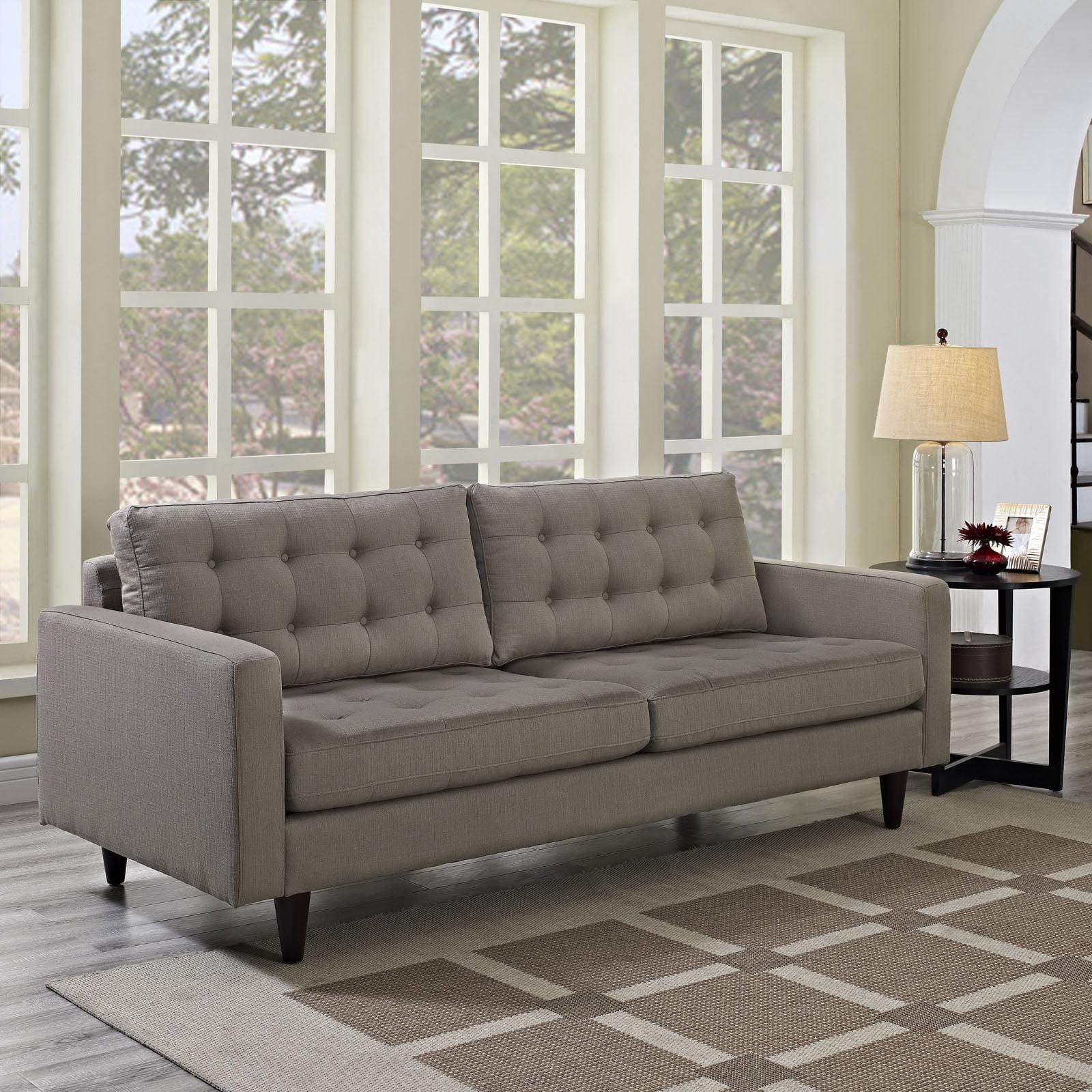 Modway Empress Upholstered Fabric Sofa in Granite