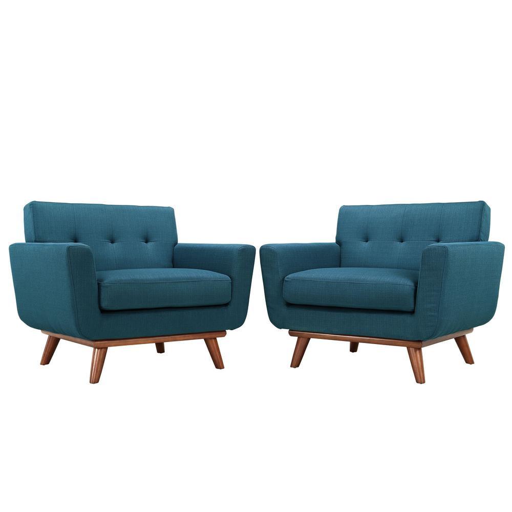 Modway Engage Modern Fabric Armchair in Azure Blue (Set of 2)