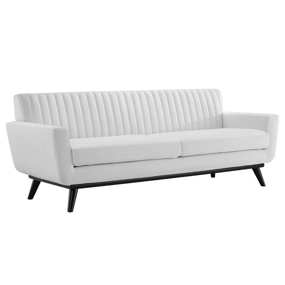 36" White Velvet Tufted Sofa with Removable Cushions