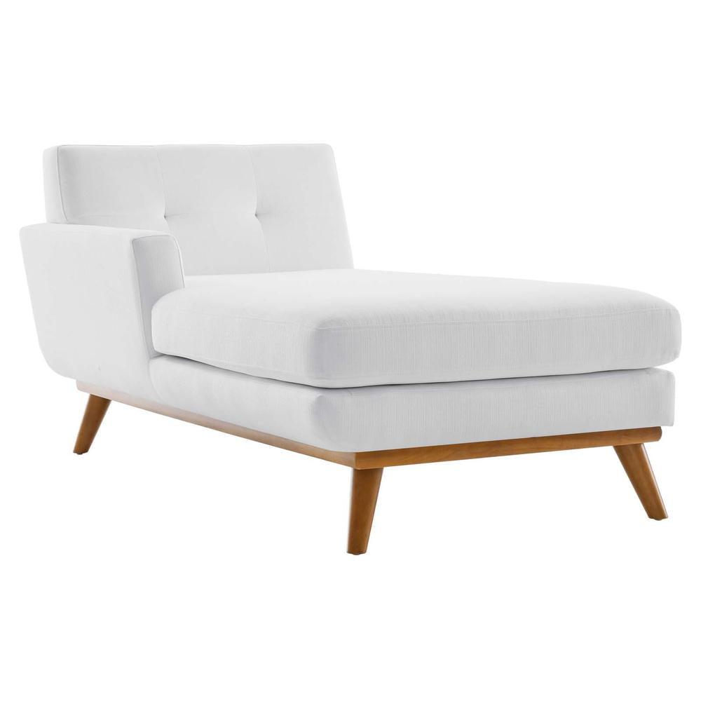 Plush White Fabric 28" Left-Facing Chaise with Tufted Buttons