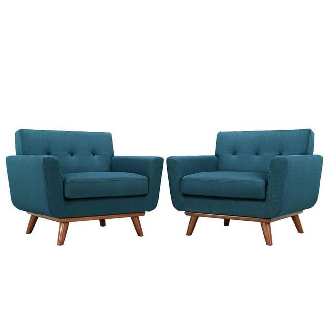 Modway Engage Modern Fabric Armchair in Azure Blue (Set of 2)