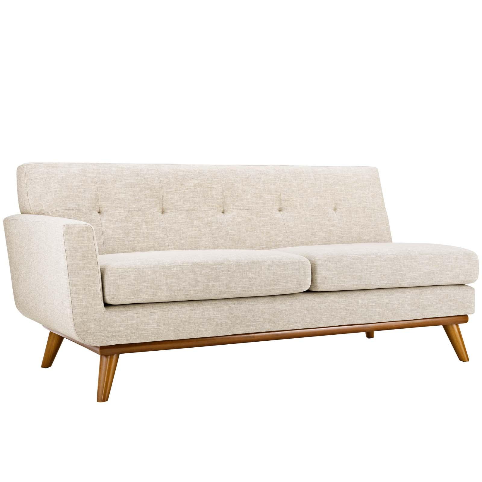 Engage Mid-Century Modern 73'' Beige Tufted Fabric Loveseat