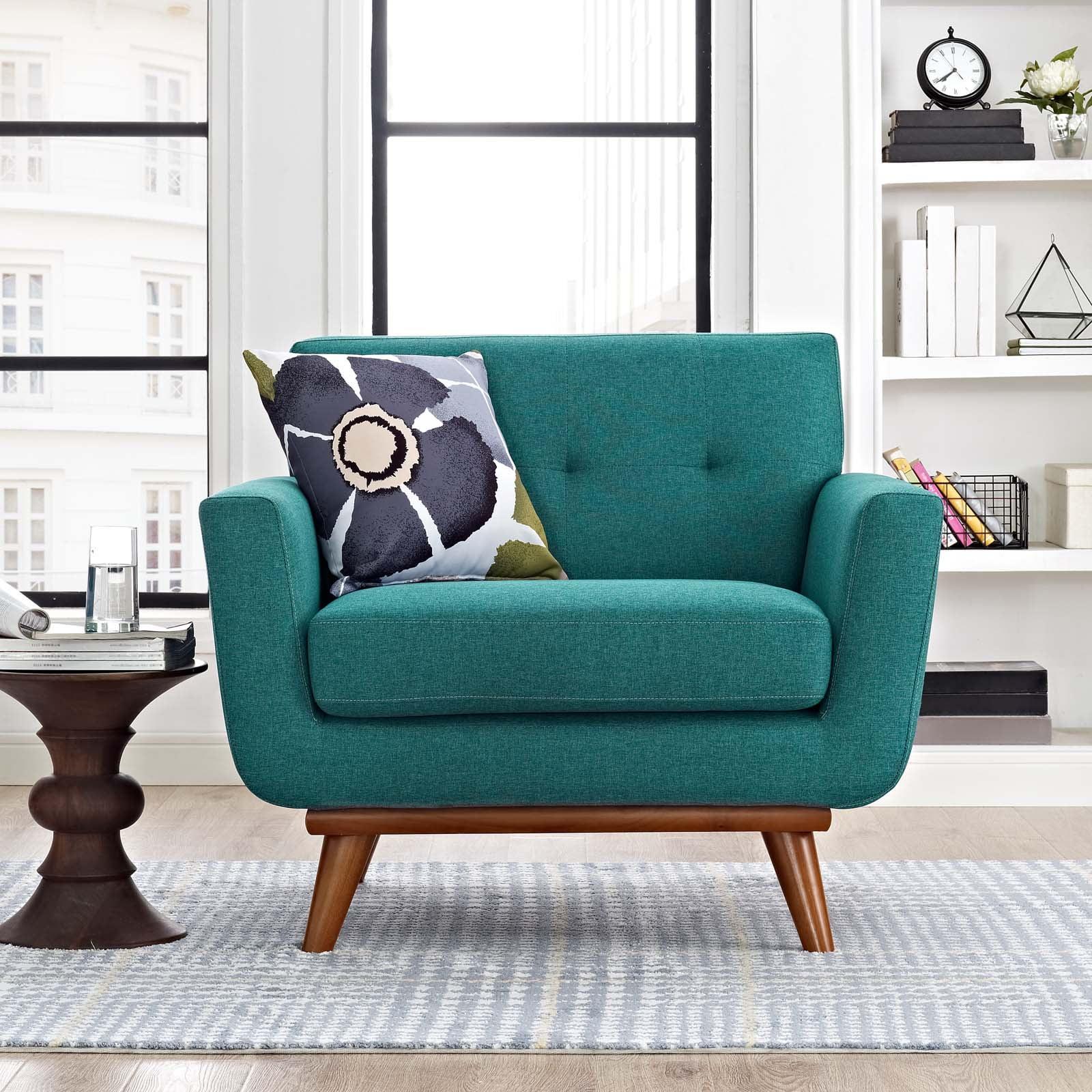 Modway Engage Upholstered Fabric Armchair in Teal