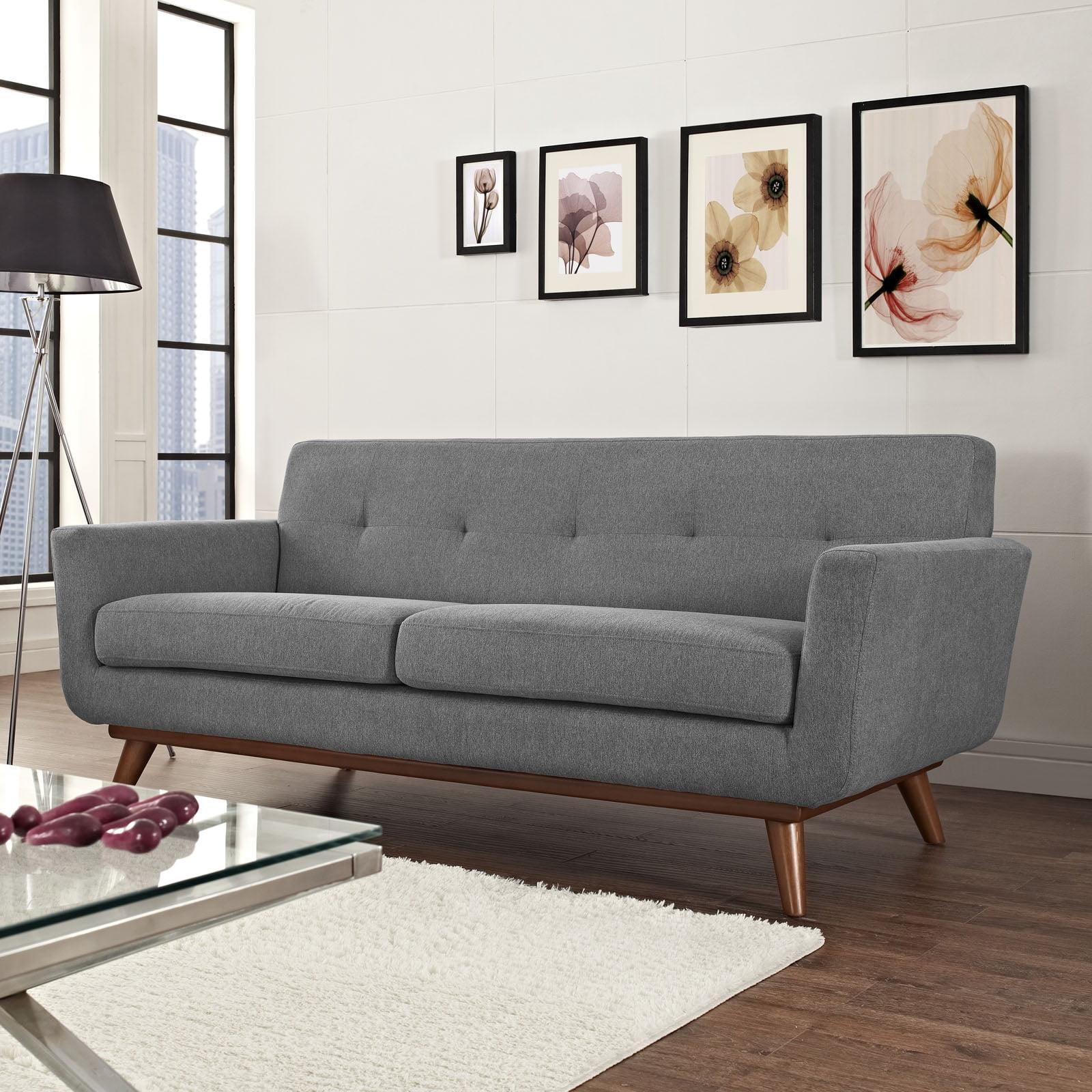 Modway Engage Upholstered Fabric Loveseat in Expectation Gray