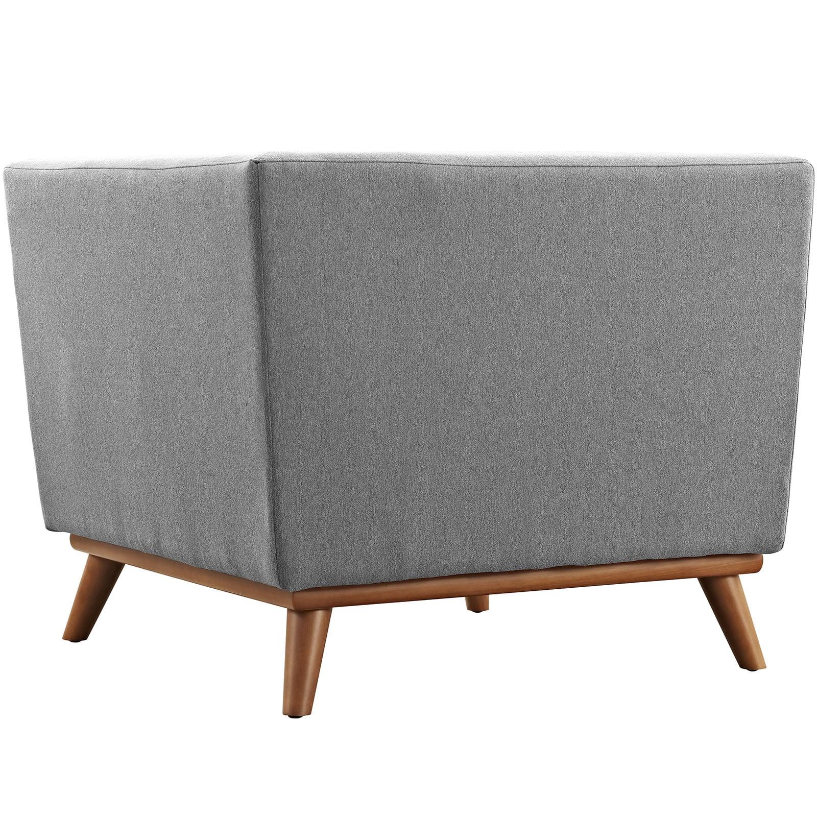 Modway Engage Upholstered Fabric and Wood Corner Chair in Expectation Gray