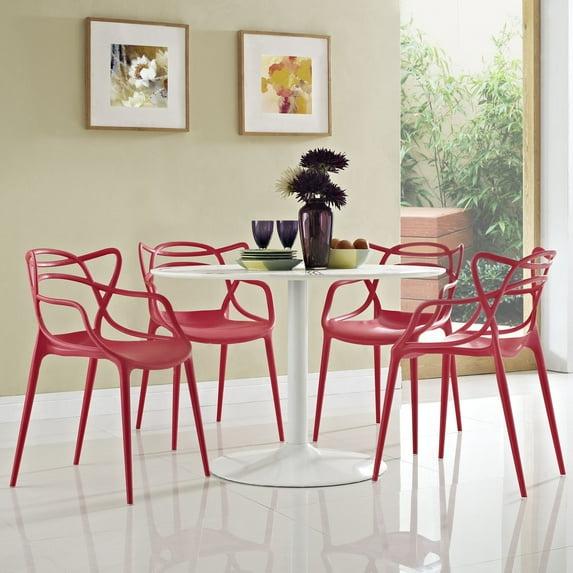 Modway Entangled Dining Set Set of 4 in Red