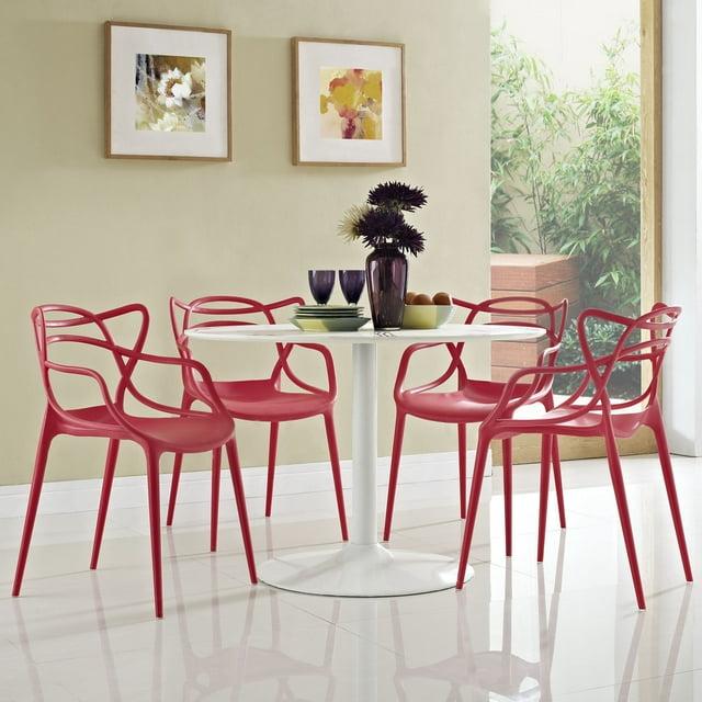Modway Entangled Dining Set Set of 4 in Red