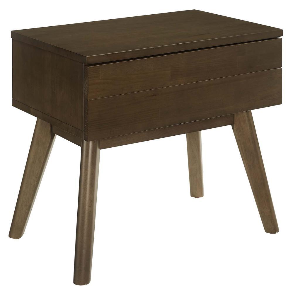 Everly 23.5" Walnut Wood Mid-Century Modern Nightstand