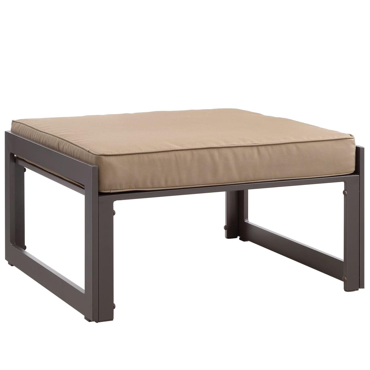 Fortuna Brown Mocha Aluminum Outdoor Patio Ottoman