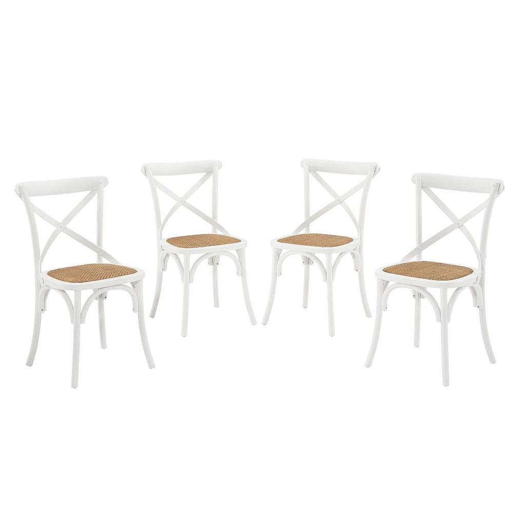 Modway Gear Dining Side Chair Set of 4 in White