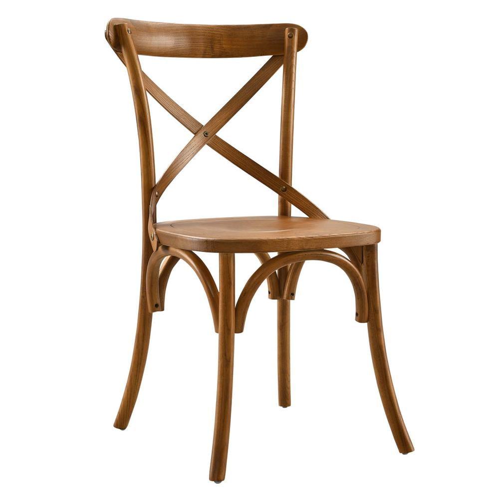 Walnut High Cross Back Upholstered Side Chair