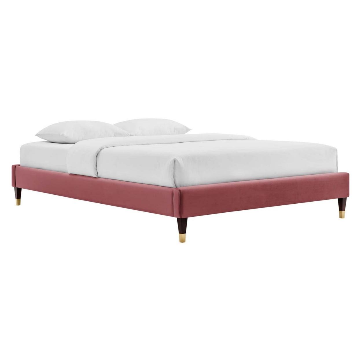 Modway Harlow Full Performance Velvet Platform Bed Frame in Dusty Rose