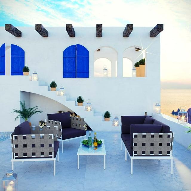 Modway Harmony 5 Piece Outdoor Patio Aluminum Sectional Sofa Set